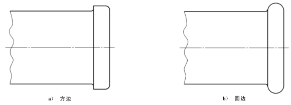 在內(nèi)螺紋管件外徑的端部，以方邊或圓邊附加的形式